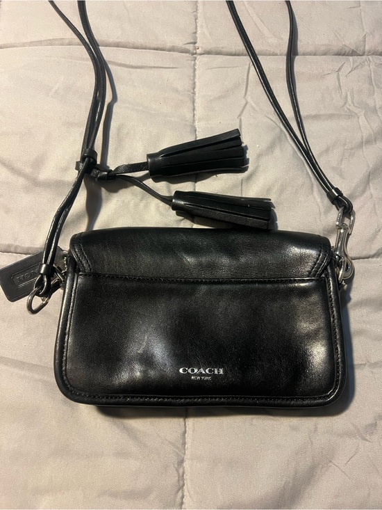 Coach Handbags - Coach Black Leather Crossbody with Tassel Charm